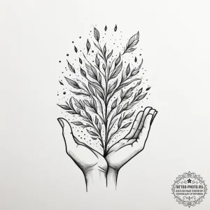 Tattoo sketch: a scene of mokosh sowing seeds... - эскиз тату (№1754742792_0, 09.08.2025 12:33) — tattoo-photo.ru