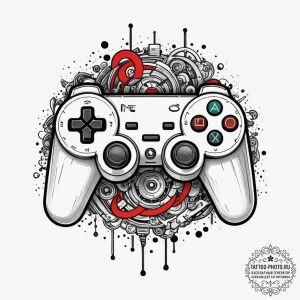 Tattoo design a controller face button with a... - эскиз тату (№1754746758_0, 09.08.2025 13:39) — tattoo-photo.ru