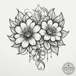 Tattoo design a half-flower on one partner, c... - эскиз тату (№1754747541_0, 09.08.2025 13:52) — tattoo-photo.ru