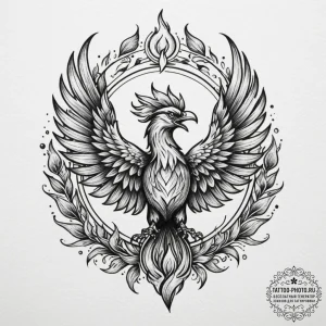 Tattoo sketch: a phoenix rising from flames,... - эскиз тату (№1754747933_0, 09.08.2025 13:58) — tattoo-photo.ru