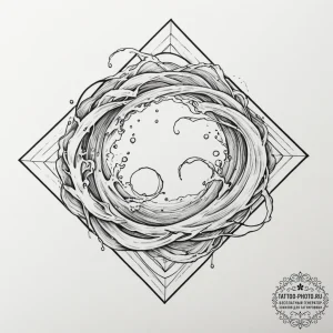Tattoo sketch aquarius's water flowing as a s... - эскиз тату (№1754748521_0, 09.08.2025 14:08) — tattoo-photo.ru