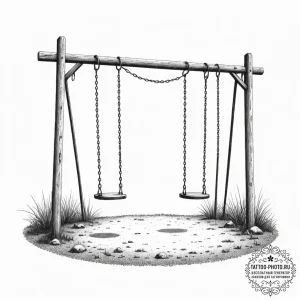 An empty playground at dusk, swings gently mo... - эскиз тату (№1754749309_0, 09.08.2025 14:21) — tattoo-photo.ru