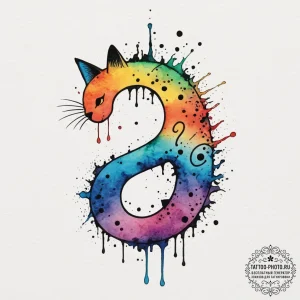 Schrodinger's cat (box with question mark), c... - эскиз тату (№1754749703_0, 09.08.2025 14:28) — tattoo-photo.ru