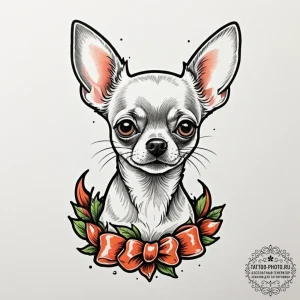 Chihuahua, tattoo sketch design, on a clean w... - эскиз тату (№1754750292_0, 09.08.2025 14:38) — tattoo-photo.ru