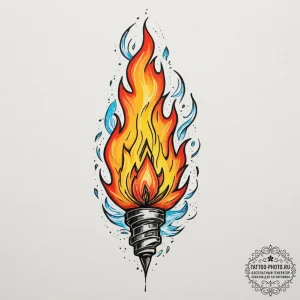 Tattoo sketch a single, powerful flame burnin... - эскиз тату (№1754750879_0, 09.08.2025 14:47) — tattoo-photo.ru