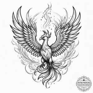 Tattoo sketch a phoenix rising majestically f... - эскиз тату (№1754751859_0, 09.08.2025 15:04) — tattoo-photo.ru