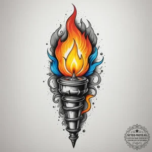Tattoo design a stylized torch, symbolizing g... - эскиз тату (№1754754644_0, 09.08.2025 15:50) — tattoo-photo.ru