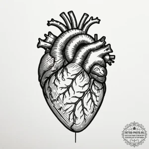 Anatomical heart, tattoo sketch design, linew... - эскиз тату (№1754755441_0, 09.08.2025 16:04) — tattoo-photo.ru