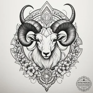 Tattoo sketch an aries ram with horns made of... - эскиз тату (№1754756033_0, 09.08.2025 16:13) — tattoo-photo.ru