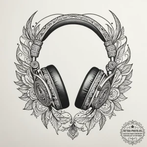 Headphones, tattoo sketch design, bold outlin... - эскиз тату (№1754756435_0, 09.08.2025 16:20) — tattoo-photo.ru