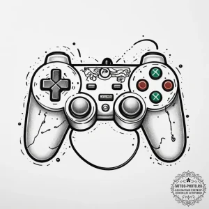 Tattoo sketch a gaming console controller wit... - эскиз тату (№1754757035_0, 09.08.2025 16:30) — tattoo-photo.ru