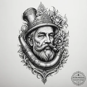 Tattoo sketch a weighty, ornate pipe, for con... - эскиз тату (№1754757830_0, 09.08.2025 16:43) — tattoo-photo.ru