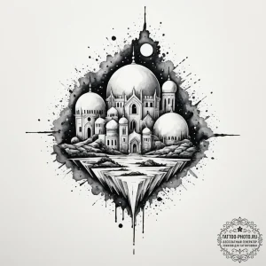 Domes, ink illustration for tattoo, black and... - эскиз тату (№1754758027_0, 09.08.2025 16:47) — tattoo-photo.ru
