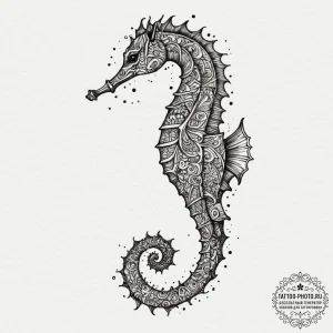 A seahorse with intricate patterns (is there,... - эскиз тату (№1754758645_0, 09.08.2025 16:57) — tattoo-photo.ru