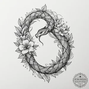 Tattoo sketch a stylized serpent, elegant and... - эскиз тату (№1754758845_0, 09.08.2025 17:00) — tattoo-photo.ru