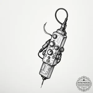 Tattoo sketch a stylized joystick with wires... - эскиз тату (№1754760459_0, 09.08.2025 17:27) — tattoo-photo.ru