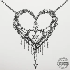 Tattoo design a delicate chain draped across... - эскиз тату (№1754763282_0, 09.08.2025 18:14) — tattoo-photo.ru
