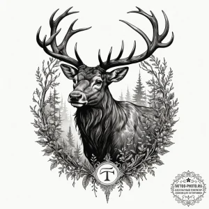 Tattoo design a blackwork forest with the sil... - эскиз тату (№1754765093_0, 09.08.2025 18:44) — tattoo-photo.ru