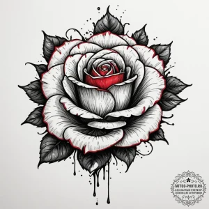 Tattoo design a single, vibrant red rose, ful... - эскиз тату (№1754765292_0, 09.08.2025 18:48) — tattoo-photo.ru