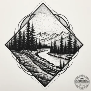 The view from a train window, landscape blurr... - эскиз тату (№1754766479_0, 09.08.2025 19:07) — tattoo-photo.ru