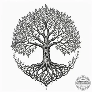 Tattoo design: a depiction of the tree of lif... - эскиз тату (№1754768088_0, 09.08.2025 19:34) — tattoo-photo.ru