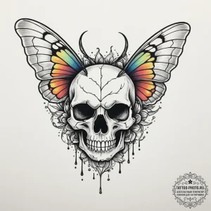 A moth on a skull, tattoo sketch design, bold... - эскиз тату (№1754768688_0, 09.08.2025 19:44) — tattoo-photo.ru