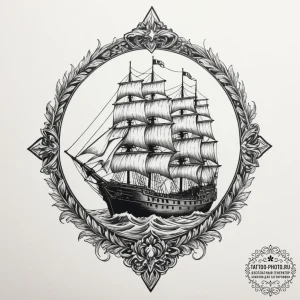 Ship, tattoo drawing outline, on a clean whit... - эскиз тату (№1754769086_0, 09.08.2025 19:51) — tattoo-photo.ru