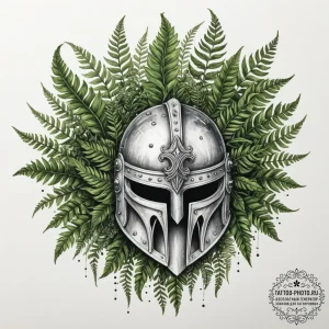 A tattoo design of a slavic warrior's helmet... - эскиз тату (№1754769289_0, 09.08.2025 19:54) — tattoo-photo.ru