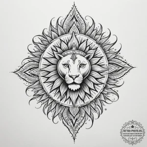 Tattoo sketch a leo symbol made of sun rays a... - эскиз тату (№1754769695_0, 09.08.2025 20:01) — tattoo-photo.ru