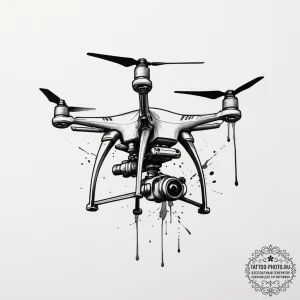 Tattoo sketch a stylized drone, vigilant and... - эскиз тату (№1754770301_0, 09.08.2025 20:11) — tattoo-photo.ru