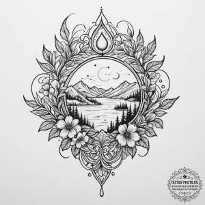 Nature & landscapes, tattoo drawing outline,... - эскиз тату (№1754771301_0, 09.08.2025 20:28) — tattoo-photo.ru