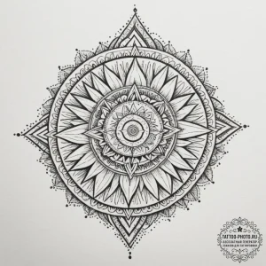 Tattoo design: a geometric mandala incorporat... - эскиз тату (№1754771892_0, 09.08.2025 20:38) — tattoo-photo.ru