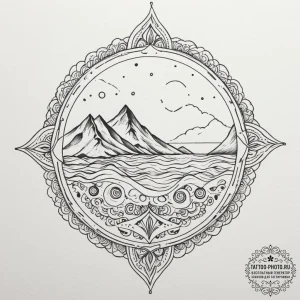 Tattoo sketch a minimalist wave cresting towa... - эскиз тату (№1754772098_0, 09.08.2025 20:41) — tattoo-photo.ru
