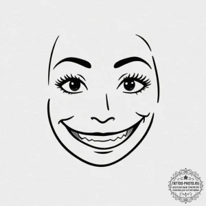 Tattoo design a classic "happy face" doodle.,... - эскиз тату (№1754772501_0, 09.08.2025 20:48) — tattoo-photo.ru