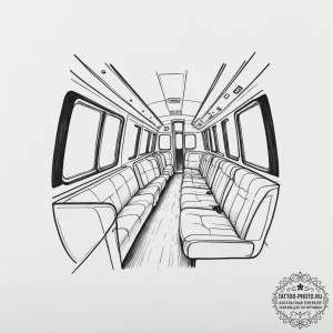 The interior of a sleeper car on a long-dista... - эскиз тату (№1754775917_0, 09.08.2025 21:45) — tattoo-photo.ru