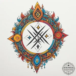 85. tattoo sketch: "krada" rune surrounded by... - эскиз тату (№1754779338_0, 09.08.2025 22:42) — tattoo-photo.ru