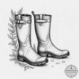 Tattoo sketch a pair of wellington boots, sug... - эскиз тату (№1754782165_0, 09.08.2025 23:29) — tattoo-photo.ru