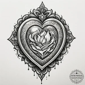 Tattoo design a vintage locket, slightly open... - эскиз тату (№1754782561_0, 09.08.2025 23:36) — tattoo-photo.ru
