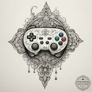 Tattoo sketch a controller's face buttons wit... - эскиз тату (№1754783347_0, 09.08.2025 23:49) — tattoo-photo.ru