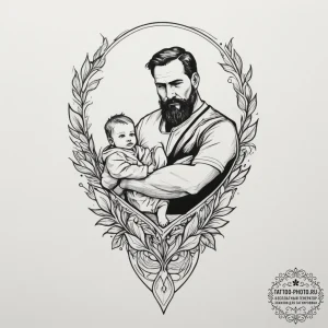 Tattoo design a silhouette of a father figure... - эскиз тату (№1754785707_0, 10.08.2025 00:28) — tattoo-photo.ru