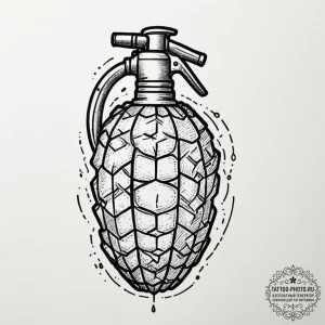 Tattoo design a stylized grenade with subtle... - эскиз тату (№1754786100_0, 10.08.2025 00:35) — tattoo-photo.ru