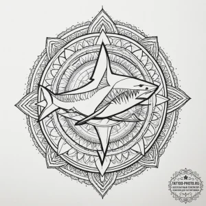 Shark, artistic tattoo sketch, geometric tatt... - эскиз тату (№1754786301_0, 10.08.2025 00:38) — tattoo-photo.ru