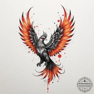A neo-traditional tattoo design of the firebi... - эскиз тату (№1754788091_0, 10.08.2025 01:08) — tattoo-photo.ru