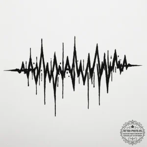 Audio waveform of a specific word (e.g., "lov... - эскиз тату (№1754788289_0, 10.08.2025 01:11) — tattoo-photo.ru
