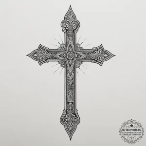 Orthodox cross, tattoo line art, on a clean w... - эскиз тату (№1754789880_0, 10.08.2025 01:38) — tattoo-photo.ru