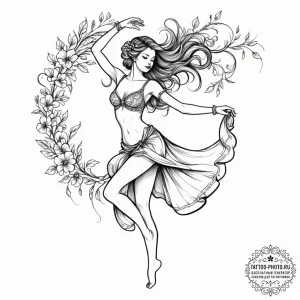 Tattoo design: a silhouette of lada dancing g... - эскиз тату (№1754795304_0, 10.08.2025 03:08) — tattoo-photo.ru