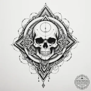 Tattoo sketch a "game over" skull in pixel ar... - эскиз тату (№1754796286_0, 10.08.2025 03:24) — tattoo-photo.ru