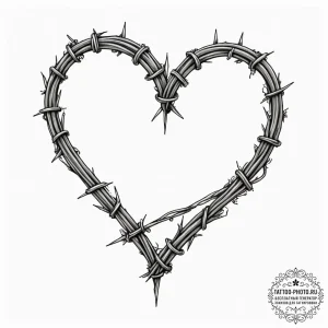Barbed wire heart, ink illustration for tatto... - эскиз тату (№1754798060_0, 10.08.2025 03:54) — tattoo-photo.ru