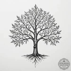 Tattoo design a minimalist tree where each br... - эскиз тату (№1754799050_0, 10.08.2025 04:10) — tattoo-photo.ru