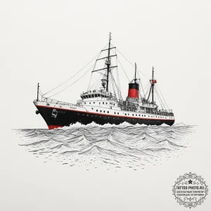 A shot of a research vessel in the antarctic.... - эскиз тату (№1754799643_0, 10.08.2025 04:20) — tattoo-photo.ru